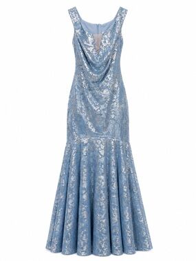 Theia 883614 Light Blue Lace Mermaid Evening Dress